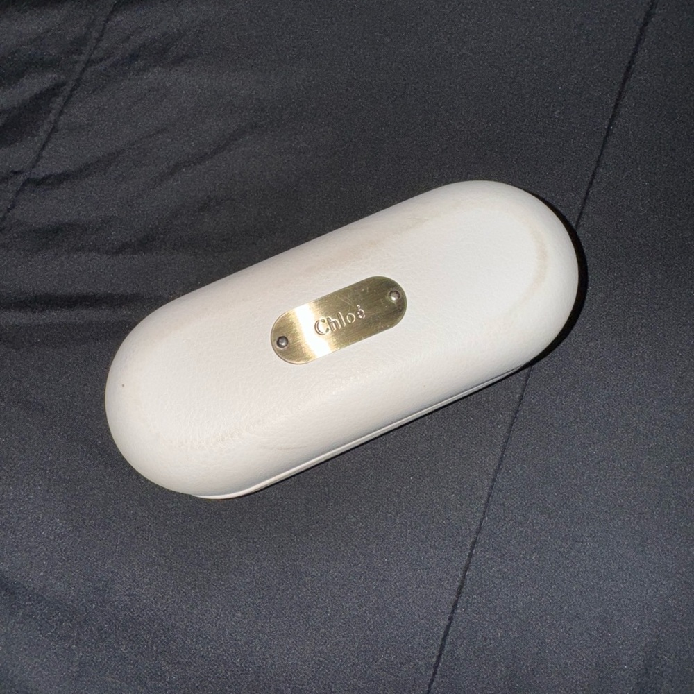 Chloe Cream Glasses Case with Gold Accent